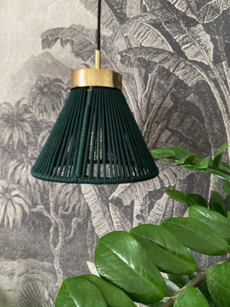 lampe-suspension-éclairage-ampoule-fil nylon-laiton-marrakech-maroc-artisanat-